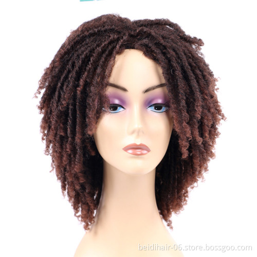 Short Dreadlock Wig 6inch Twisted Wigs for Black Women Faux Locs Afro Braids Crochet Hair Wig Synthetic Hair
